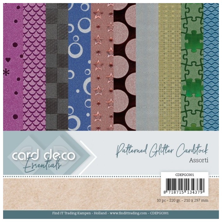 (CDEPGC001)Card Deco Essentials - Patterned Glitter Cardstock A4