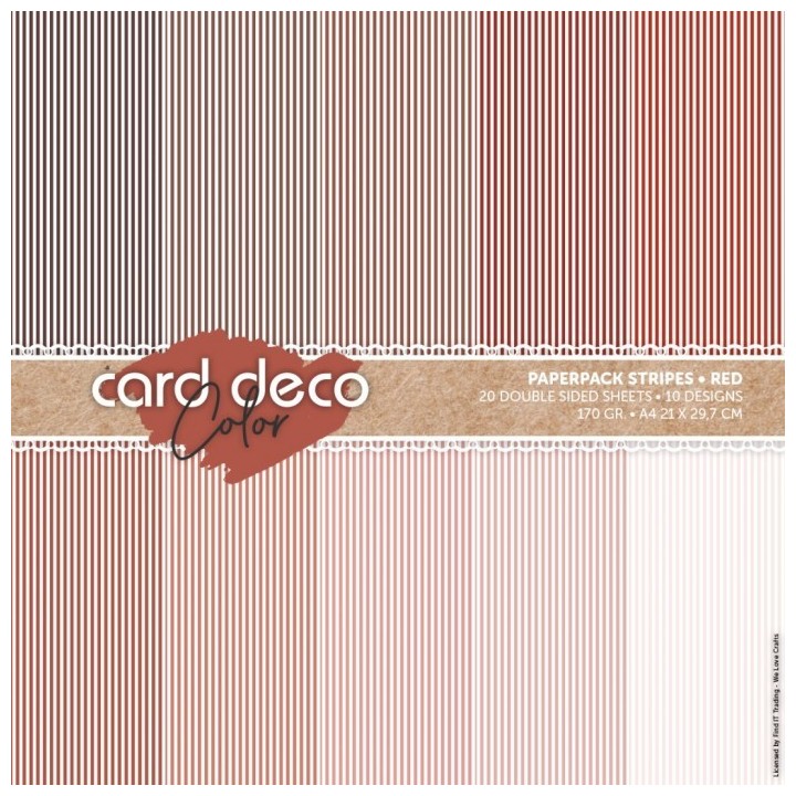 (CDCPPA413002)Card Deco Color Paperpack - Linen - Red - A4