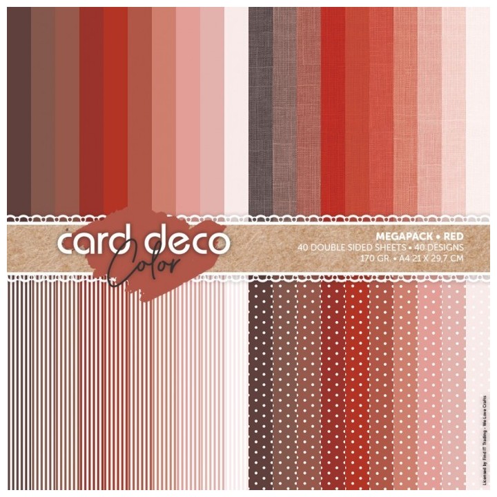 (CDCPPA419002)Card Deco Color Paperpack -Megapack - Red - A4