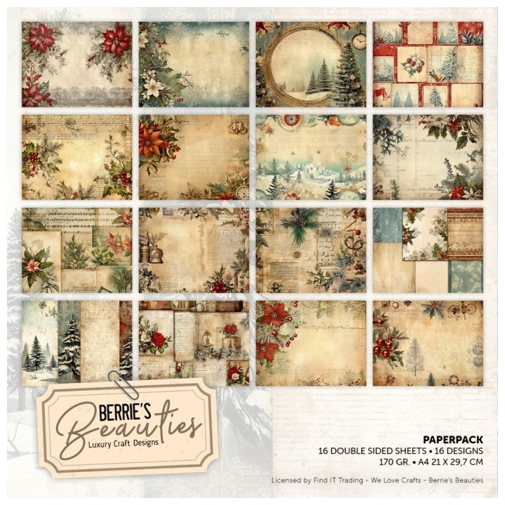 (BBPPA410003)Paperpack - Berries Beauties - Vintage Christmas - A4