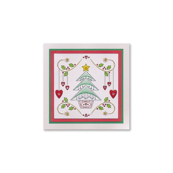 (ACC-CA-31690-XX)Paper Stitch by Clarity - 08 - Star Christmas Tree Embroidery Card Pack
