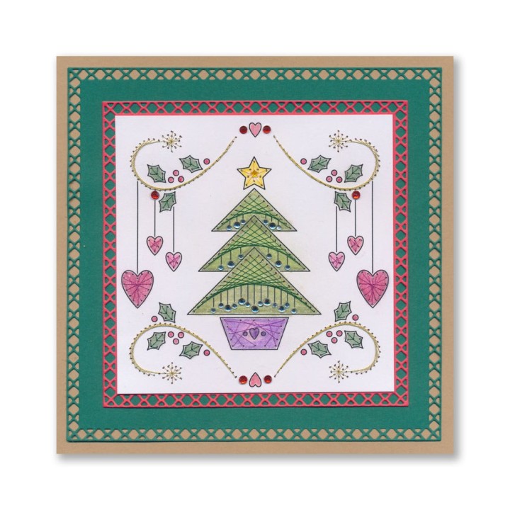 (ACC-CA-31690-XX)Paper Stitch by Clarity - 08 - Star Christmas Tree Embroidery Card Pack