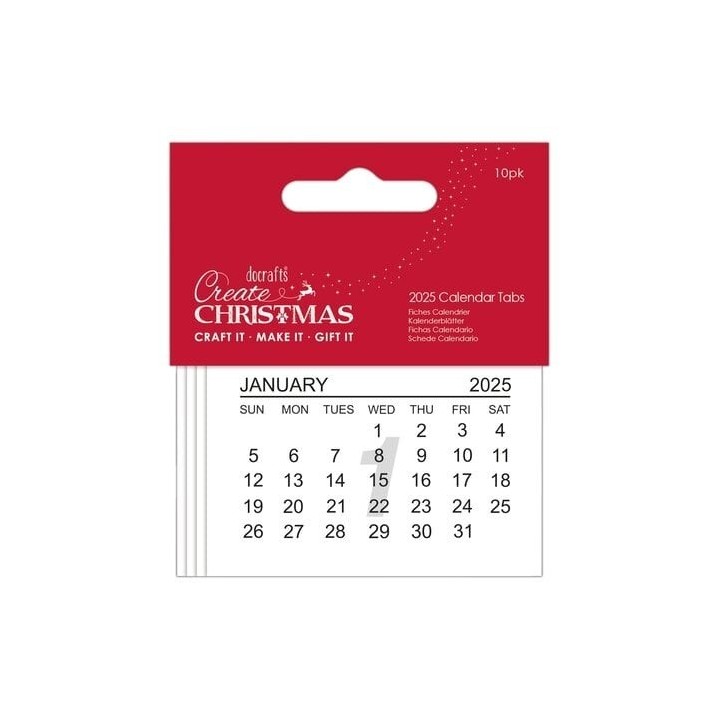 (PMA 172325)2025 Calendar Tabs - Create Christmas 7.5 X 5 cm (10 pcs)