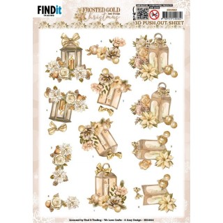 (SB10963)3D Push Out - Amy Design - Frosted Gold Christmas - Lantern