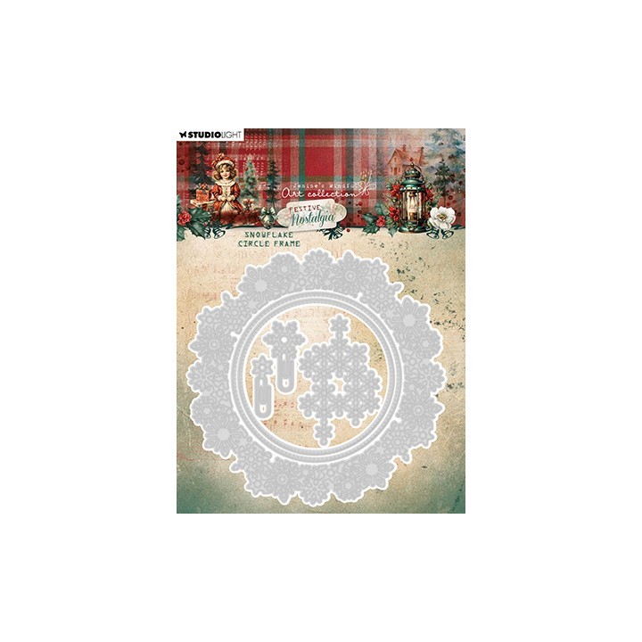 (JMA-FN-CD902)Studio Light Cutting Die Snowflake circle frame Festive Nostalgia nr.902