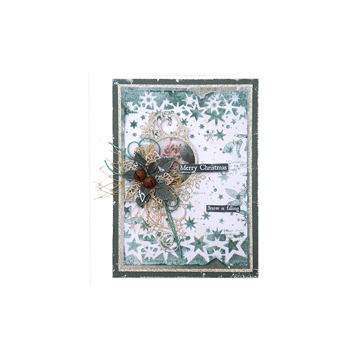 (JMA-FN-CD904)Studio Light Cutting Die Poinsettias & ice swirl frame Festive Nostalgia nr.904