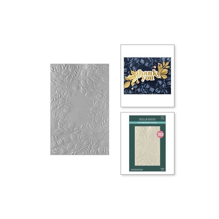 (E3D-101)Spellbinders Fresh Picked Floral Frame 3D Embossing Folder