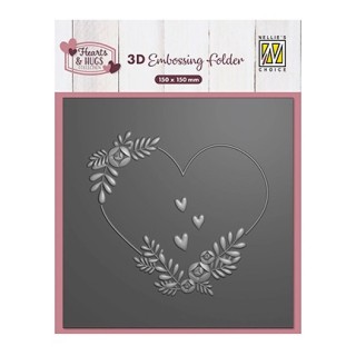 (EF3D104)Nellie's Choice Embossing Flower Heart