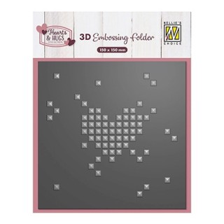 (EF3D109)Nellie's Choice Embossing Pixel Heart