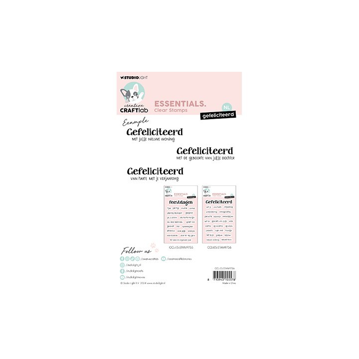 (CCL-ES-STAMP756)Studio light Clear stamp  NL Gefeliciteerd Essentials nr.756