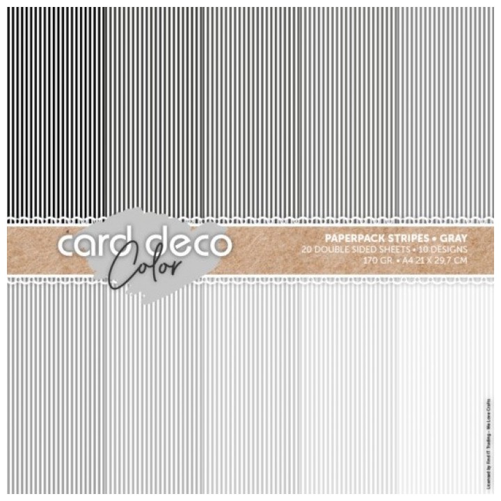 (CDCPPA413005)Card Deco Color Paperpack - Stripes - Gray - A4