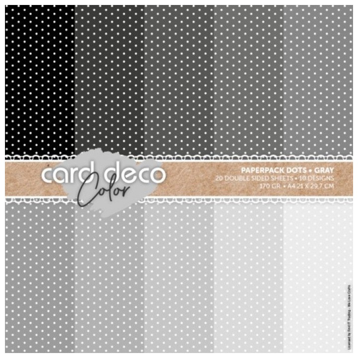 (CDCPPA414005)Card Deco Color Paperpack - Dots - Gray - A4