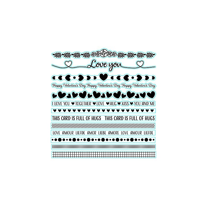 (NSCS023)Nellie`s Choice Clearstamp - Strips Love & Hugs