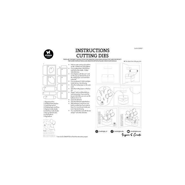 (SL-ES-CD927)Studio Light SL Cutting Die Balloon box pop-up Essentials nr.927