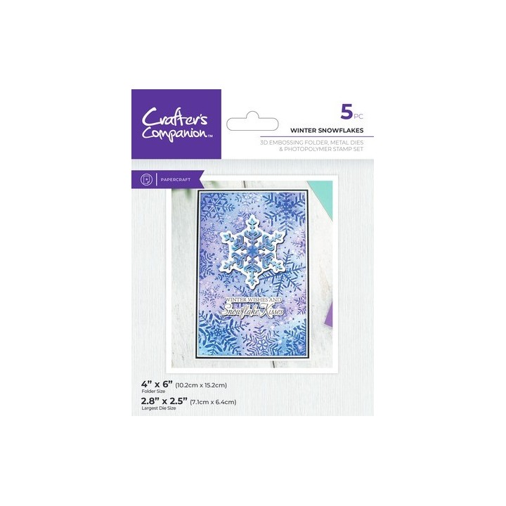 (CC-3DEF4-MD-STP-WISN)Crafter's Companion 3D Embossing Folders, Dies and Stamps Winter Snowflakes