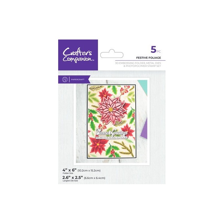 (CC-3DEF4-MD-STP-FEF)Crafter's Companion 3D Embossing Folders, Dies and Stamps Winter Snowflakes