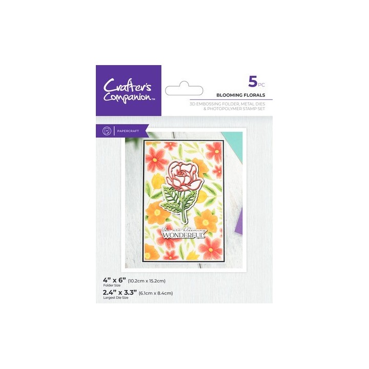 (CC-3DEF4-MD-STP-BLF)Crafter's Companion 3D Embossing Folders, Dies and Stamps Blooming Florals