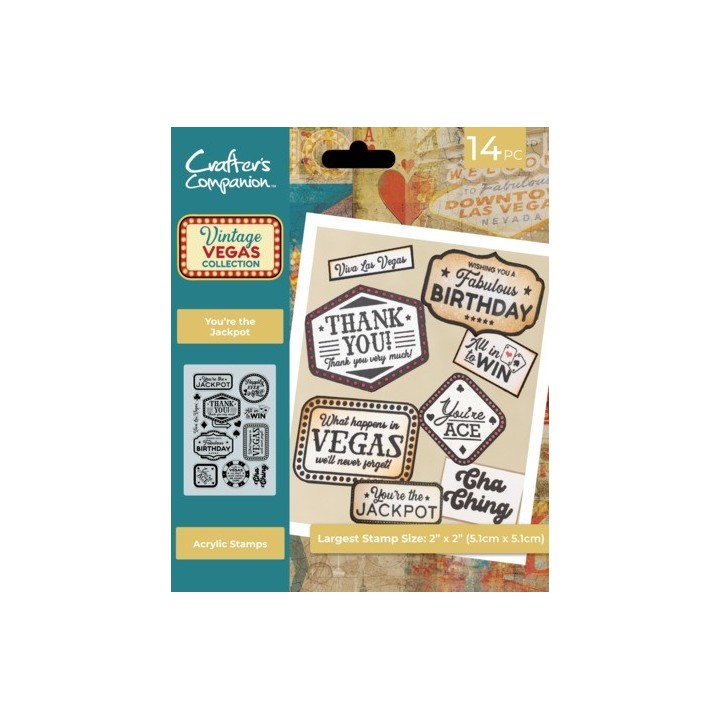 (VV-CA-ST-YTJ)Crafter's Companion Vintage Vegas Clear Acrylic Stamp You're the Jackpot