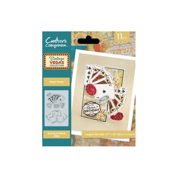 (VV-STD-ROFL)Crafter's Companion Vintage Vegas Stamp & Die Royal Flush