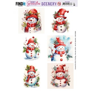 (BBSC10066)Scenery Push out - Berries Beauties - Snowmen - Square