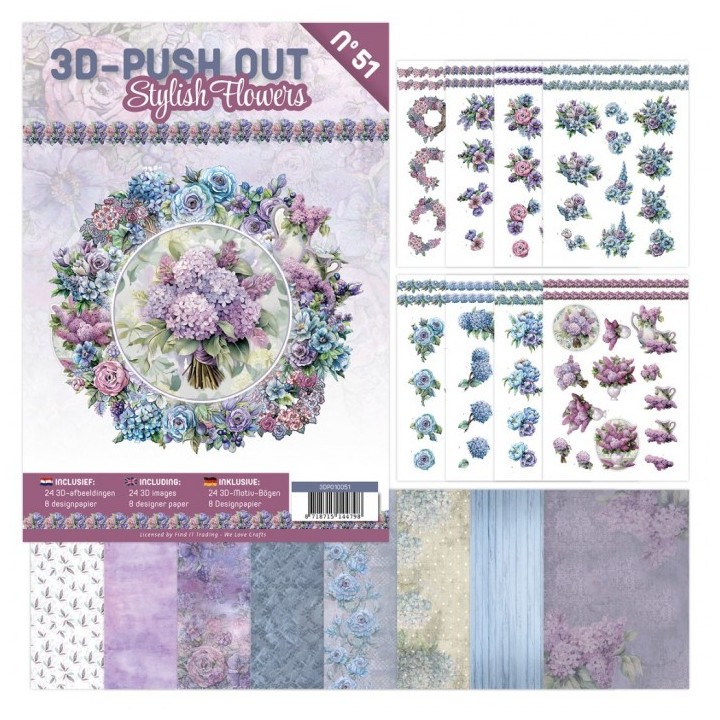 (3DPO10051)3D Push-Out Book 51 - Stylish Flowers