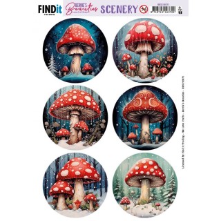 (BBSC10071)Scenery Push out - Berries Beauties - Mushroom - Round