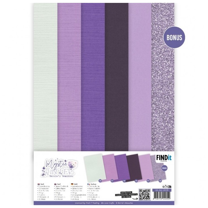 (BB-A4-10009)Linen Cardstock Pack - Berries Beauties - Mystic Winter - A4